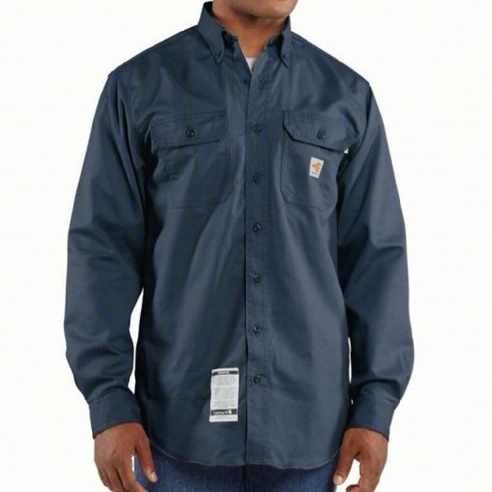 CARHARTT Flame-Resistant Collared Shirt: 8.6 cal/sq cm ATPV Men's L  sleeve gray